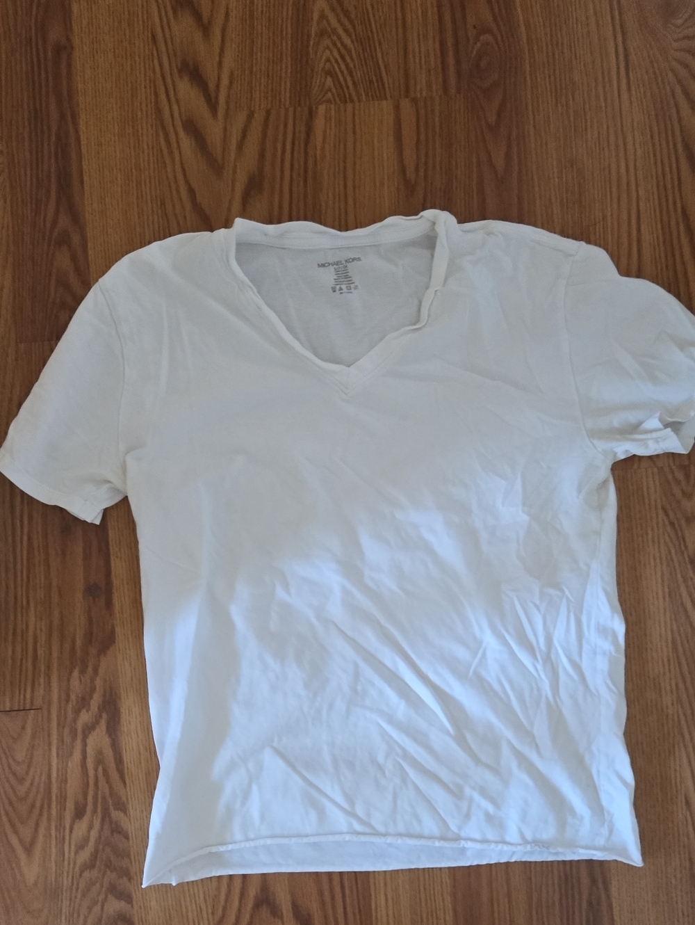 Michael Kors White V-Neck Short Sleeve Tee